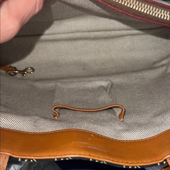 Dooney & Bourke Black Signature Tote with Tan Leather Trim and Gold Hardware - Picture 8 of 13